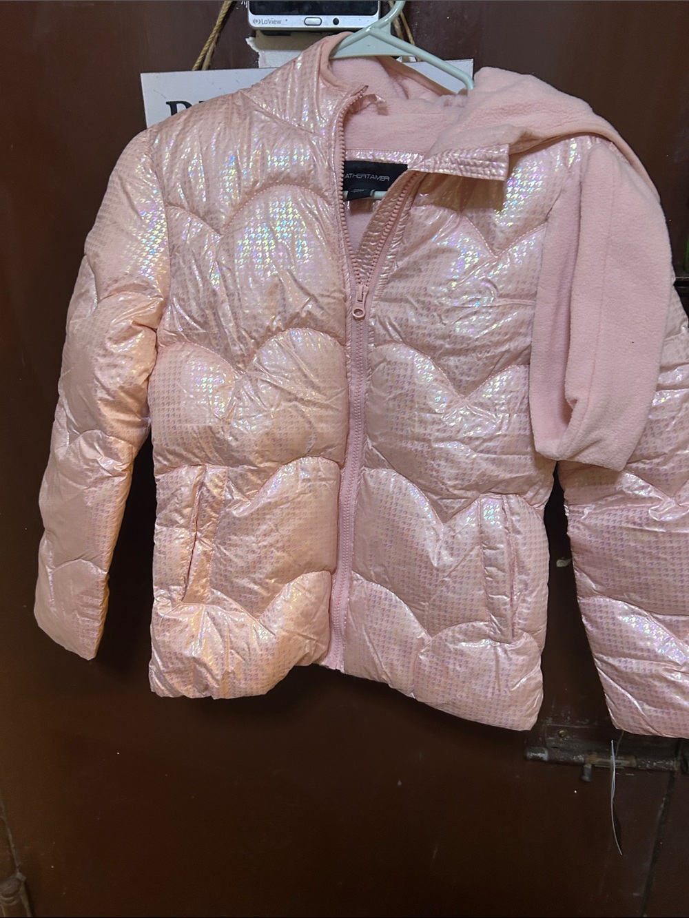 Light Pink Iridescent Puffer Jacket